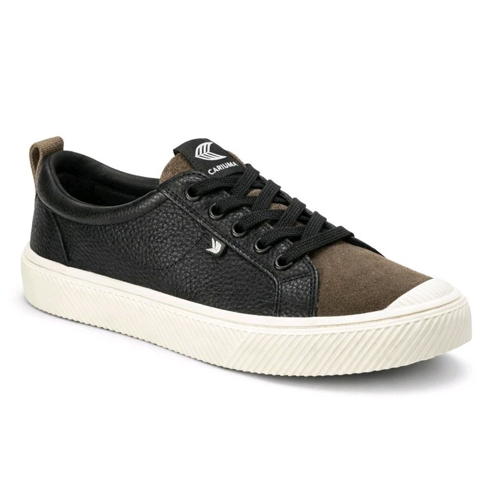 Cariuma Leather Sneakers 6.5 Black Brown Suede Cap Toe OCA Low Top Memory Foam